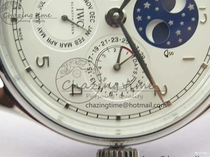 MIROTIME 0128 Portugieser Perpetual Calendar IW503406 V9F 1:1 Best Edition Silver Dial on Black Leather Strap A FastDry 7115